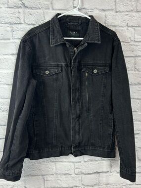 TRIOT Los Angeles Women’s XL Black Denim Moto Jacket Stretch Biker Zip Pockets